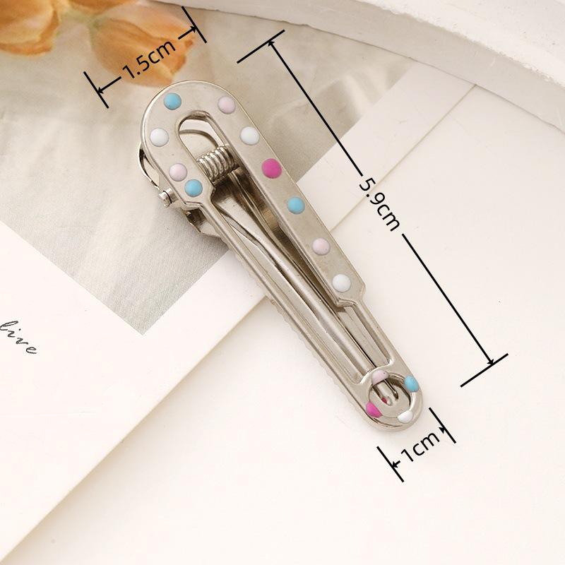 6cm Colored Polka Dot Metal Hair Clip, Side/Duckbill/Straight Clip, Cloud-Style Bangs Clip, Handmade Hair Accessory