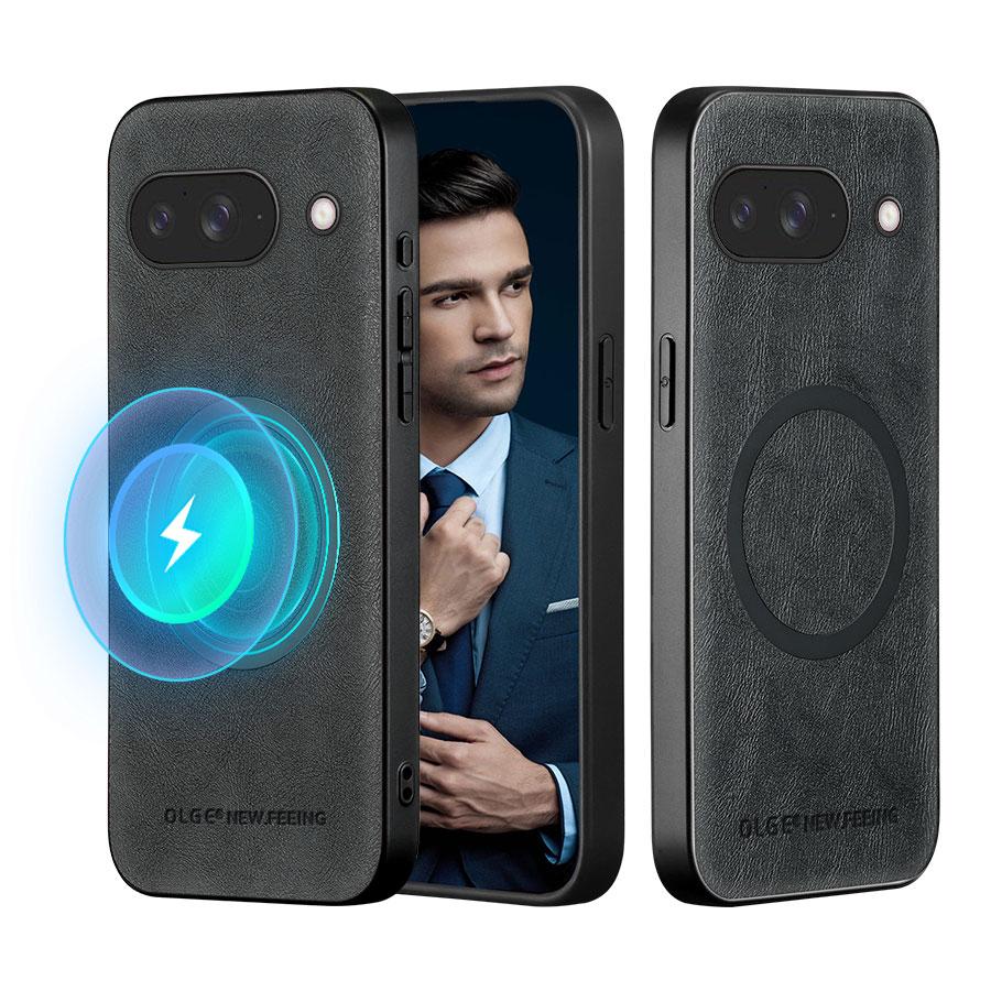 

For Magsafe Wireless Charging Luxury Classic Leather Magnetic Phone Case For Google Pixel 10 9 Pro XL 9A 8A 8 7 7A Cover Google Pixel 10a чорний