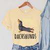 Stretching Dachshunds Women Short Sleeve Graphic Tshirt Summer Harajuku Hip Hop Dog Clothing Women Fashion Dachshunds TShirts