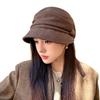 Autumn and winter gray woolen cap women's pleated stacked versatile newsboy hat spot
