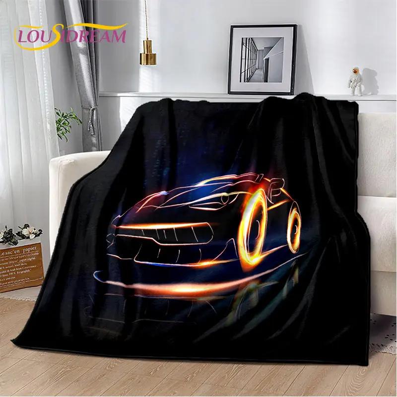 Samochód sportowy Concept Car miękki pluszowy koc, flanelowy koc rzut koc do salonu sypialnia kanapa z funkcją spania narzuta na piknik Bettdecke