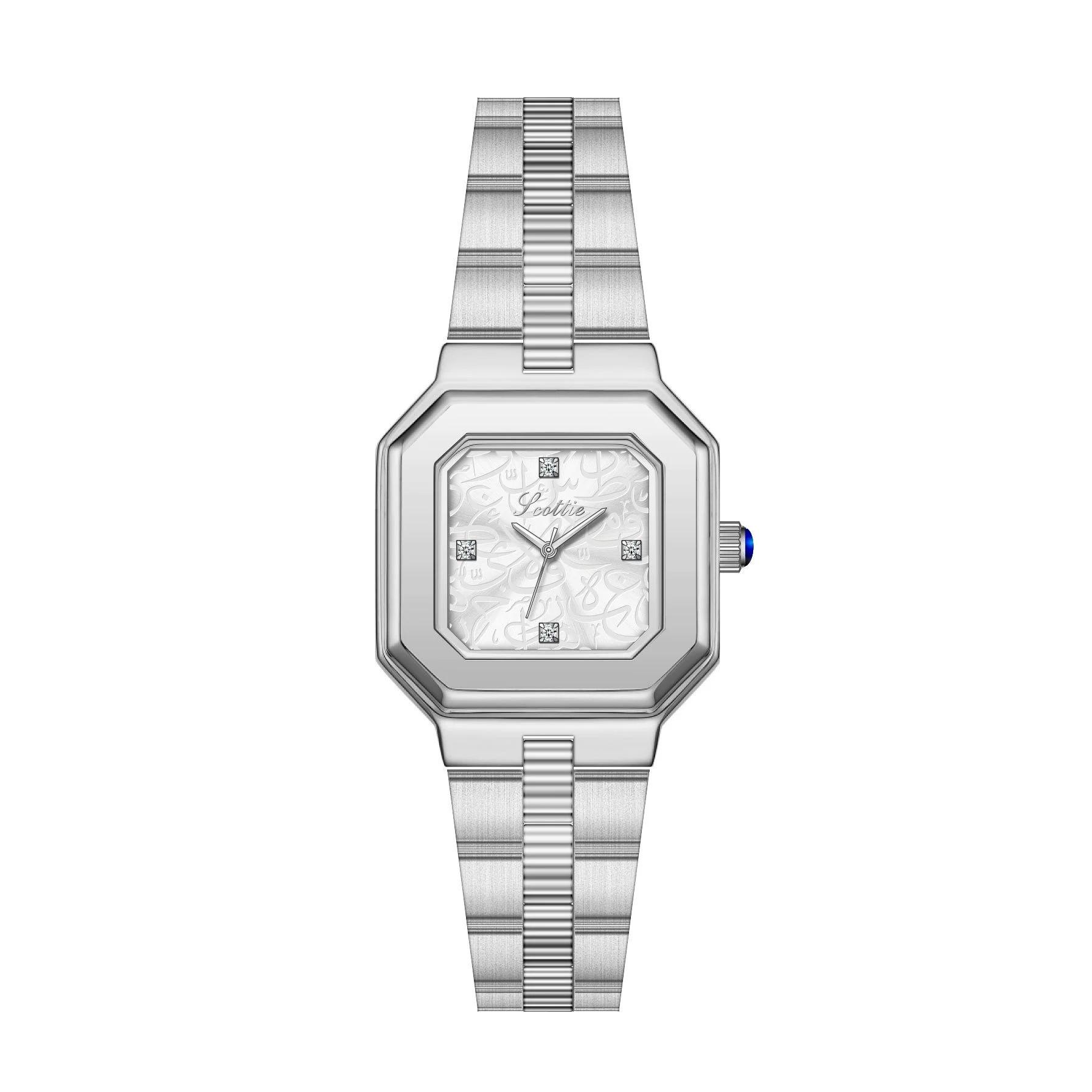 9786B Steel Belt Mini Square Embossed Small Dial Women S Watch