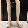 Fashion Comemore Black Over The Knee High Boots for Women Square Toe Thick High Heels Women Shoes Sexy Thigh High Platform Gothic Botas