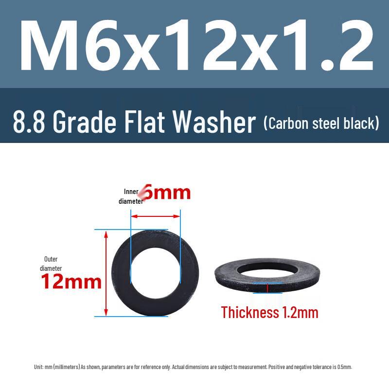 OIMG 8.8 Grade M6 High Strength Black Flat Washers