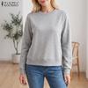 Women Casual Round Neck Loose Spring Autumn Long Sleeve Tee Tops