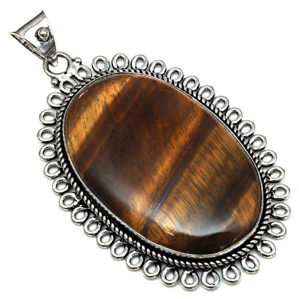 

Pendant Tiger s Eye Gemstone Handmade Mother s Day Gift Silver Jewelry 2.5