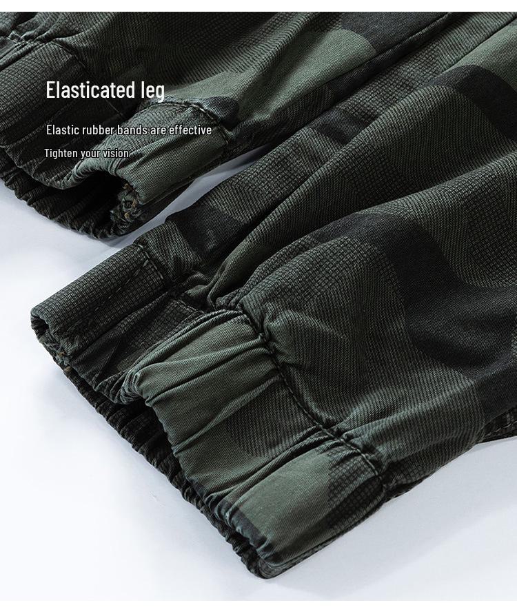 Men's Retro Camouflage Elastic Cuff Multi-Pocket Overalls