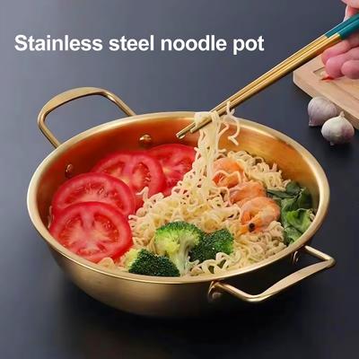 Pentola Yousheng in Acciaio Inossidabile Pentola per Noodles Coreana con Manici Resistente alla Ruggine Pentole per Cottura a Secco Padella per Verdure Pentolame Multiuso per Zuppa di Frutti di Mare Pasta