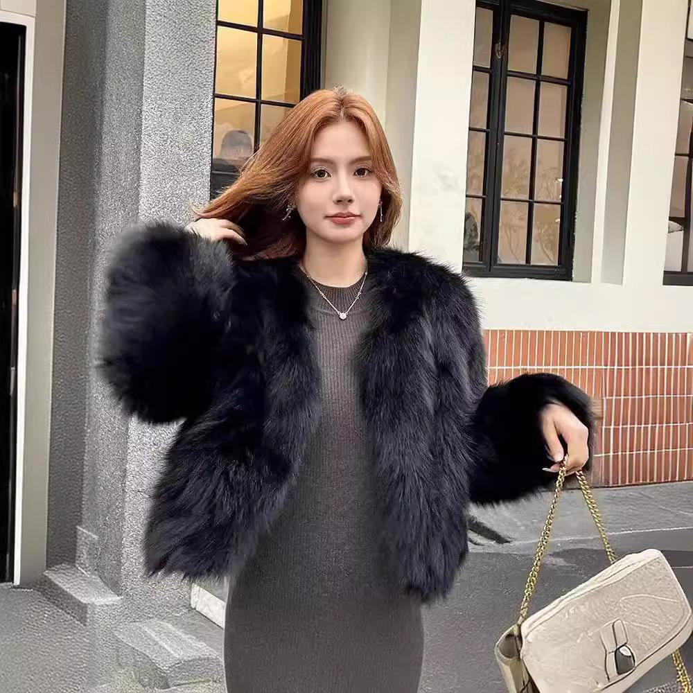 Herbst und winter neue nachahmung fuchs pelzmantel frauen junge mode kurze pelz integrierte kleine duftenden mantel