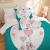 Home Textiles Three-Piece Valentine'S Day Kitten Cartoon Digital Printing Quilt Pillowcase Bedding