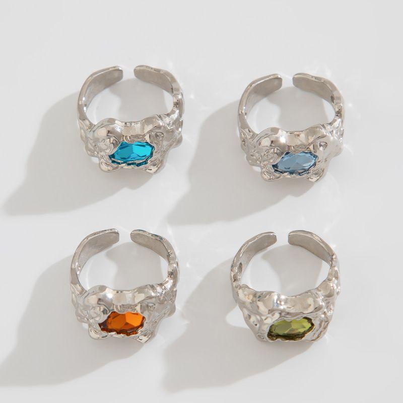 4-Piece Set Asymmetrical Gemstone Ring Suit Fashion New Arrival Affordable Luxury Fashion Online Influencer Refined Trip Shoot Ornament Tide