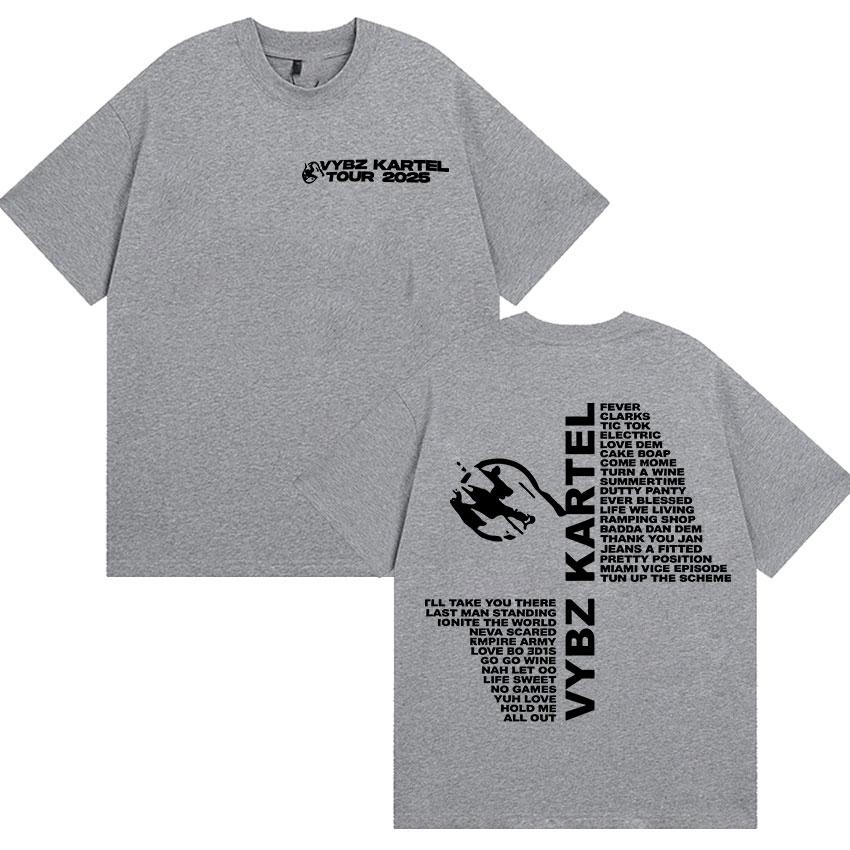 Rapper Vybz Kartel Tour 2025 New Album T Shirts Mens Women Fashion Harajuku T-shirt Casual Hot Sale Short Sleeve Tees Streetwear
