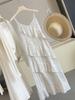 Women's V Neck Sleeveless Slip Dress Slim Fit High Waist Japanese Korean Casual Polka Dot Maxi Dress Tiered Dress