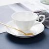 English Style White Ceramic Coffee Set: 7-Piece Bone China Cup, Pot, Saucer & Spoon.