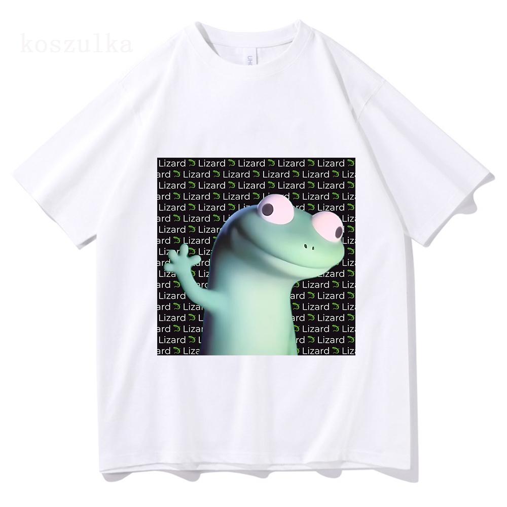 Fashion Lizard Meme Graphic T-shirts Summer Men's Women Clothing Casual Oversized Short Sleeve T Shirts Aesthetic Cotton T-shirt