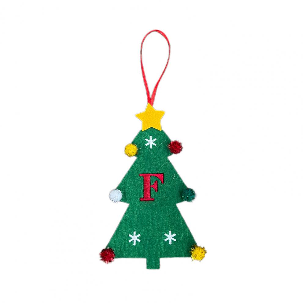 Christmas Tree Pendant Ornament with Lanyard 26 Letter Design Felt Fabric Holiday Xmas Tree Hanging Decoration