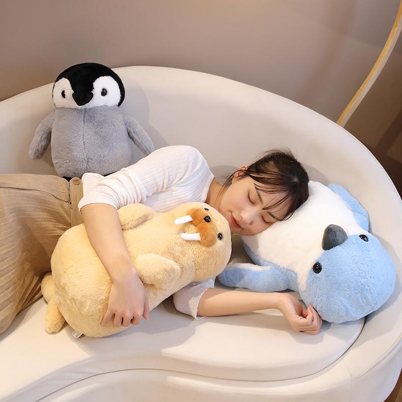 Kawaii  35/45cm Aquarium Standing Penguin Walrus Marine Organism Animals Soft Dolls PillowHigh Quality Christmas Halloween Gifts