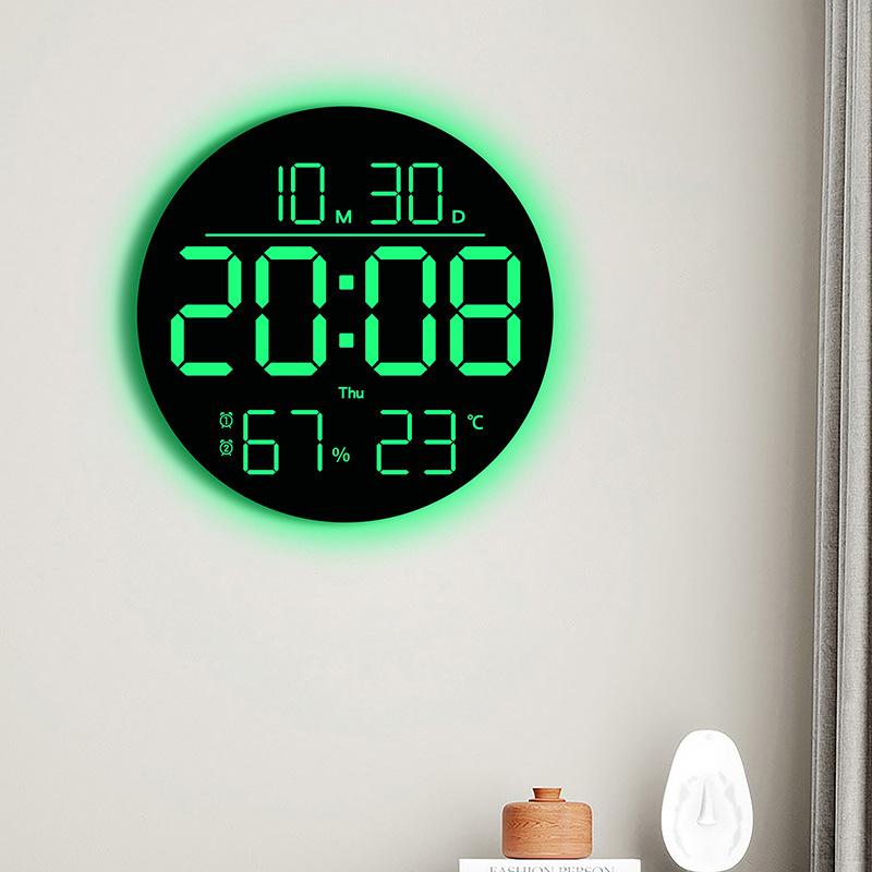 Living Room Wall Clock Large Font Color Changing Clock Atmosphere Light Multifunctional Home Furnishings