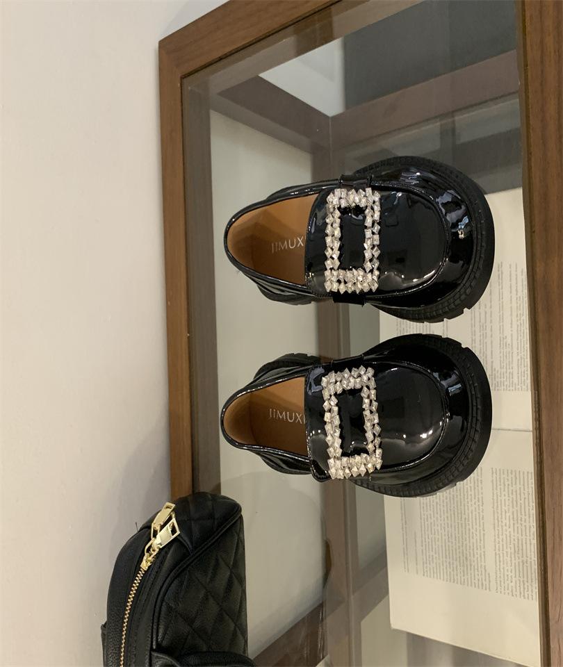 

Loafers women s shoes 2025 spring new thick-soled thick heel black one-pedal jk Mary Jane shoes single shoes small leather shoes 39 чорний