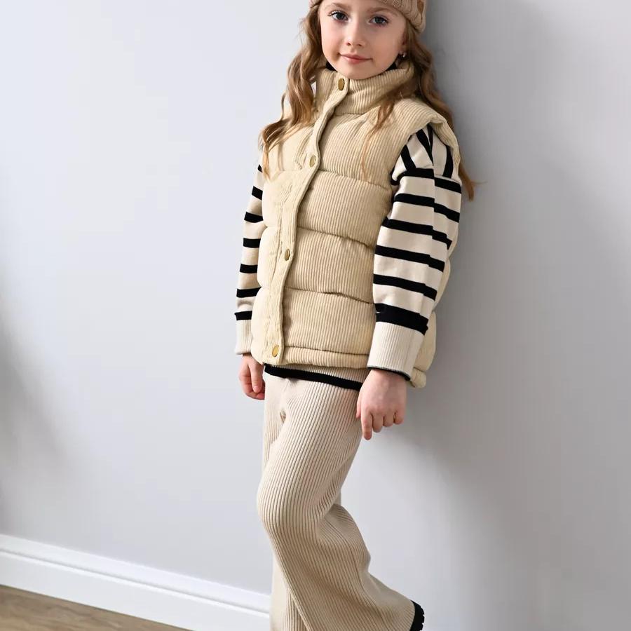 Thickened Corduroy Children's Vest Warm Casual Solid Color Jacket Boys Girls Autumn Spring Fashion Collar Waistcoat 1-10T