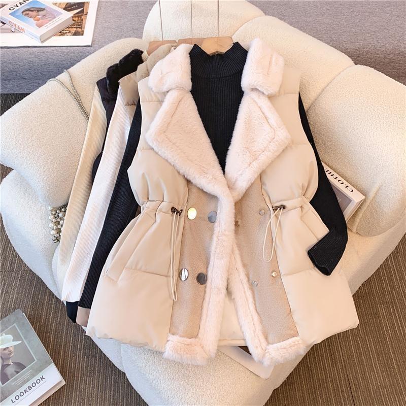 Fur Integrated Fleece Thickened Vest Women's Winter Wear New Fashion Waist Lamb Wool Top Fur Coat