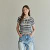 Maxza Mix Pattern Stripe Short Sleeve Knit
