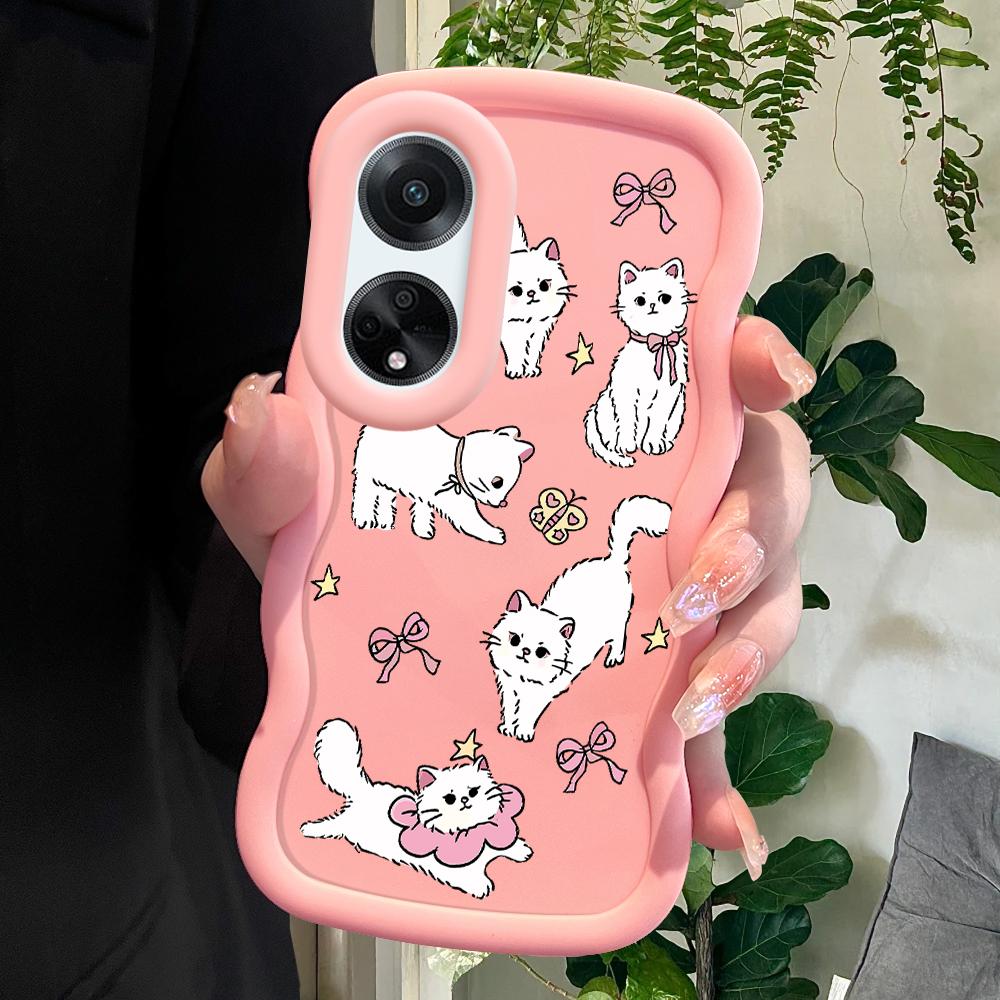 

Окрашенный узор Big Wave Edge Мягкий силиконовый материал Macaron чехол для телефона противоударный защитный резиновый чехол для OPPO Reno Realme OPPO A96 розовый