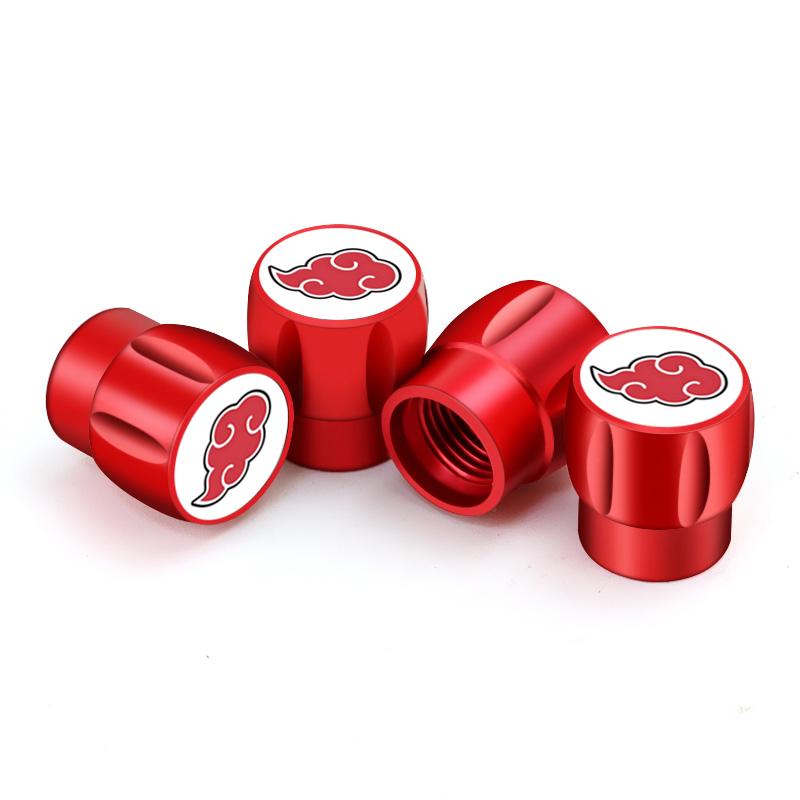 

Car Styling Tire Valve Caps Anime Cartoon Naruto Akatsuki Red Cloud Wheel Stem Cover for BMW Subaru Toyota Volkswagen Volvo MG красный