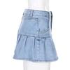 European & American Girls' Sweet College Style A-Line Denim Skirt with Anti-Exposure Lining