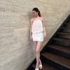 Women's Sexy Cross Halter Neck Mesh Mini Dress Spring Deep V Ruched Bodycon Party Evening Cocktail Dress