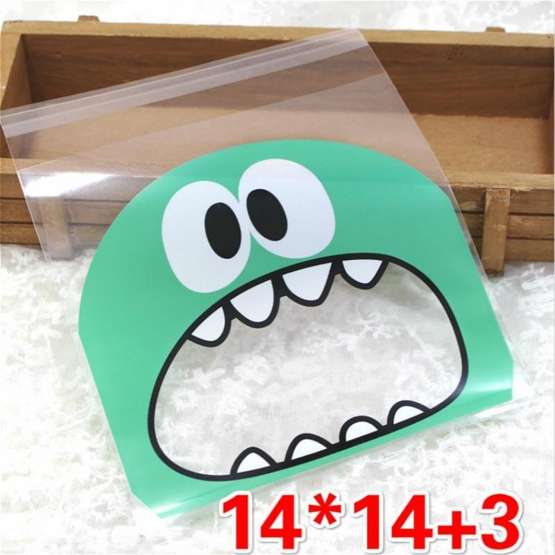50 Pcs Baking Package Cookie Bag Cartoon Self-sealing Bag Handmade Soap Candy Snack Bag
