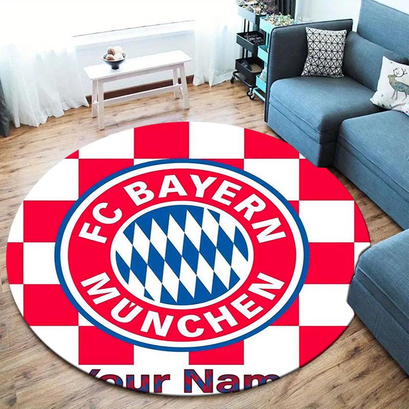 FC Bayern Munchen Custom Name Round Area Rug,Carpet Rug for Living Room Bedroom Sofa Playroom Decor,Non-slip Floor Mat