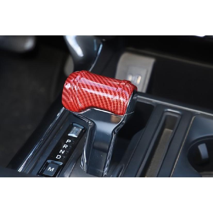 Gear Shift Head Knob Cover Trim Accessories For Ford F150 + Red Carbon Fiber