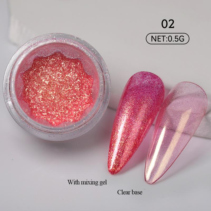 Super Glitter Pearlescent Nail Powder, Pearlescent Magic Shell Cloud Brocade Powder, Neon Pearlescent Glitter Color Platinum Powder