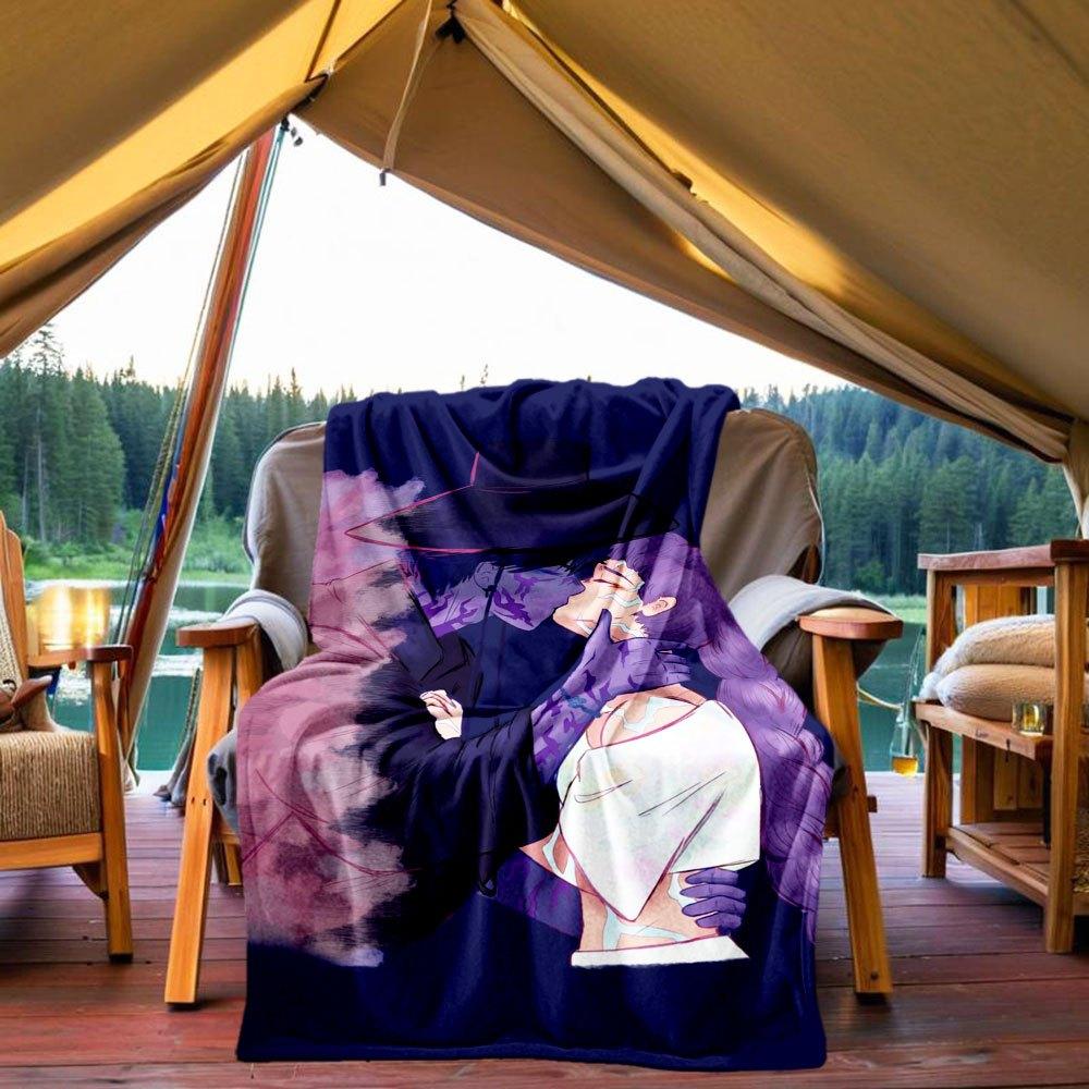 

Romantic Anime Couple Art Print - Love in Purple Blanket Lightweight Flannel Throw Blanket for Sofa, Bed, Travel, Camping, Livingroom, Offi 130x150cm