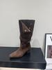 High Heel Suede Pointed Pile Boots Medium Knight Boots Women's Boots 2025 Autumn/Winter Brown Long Skinny Boots