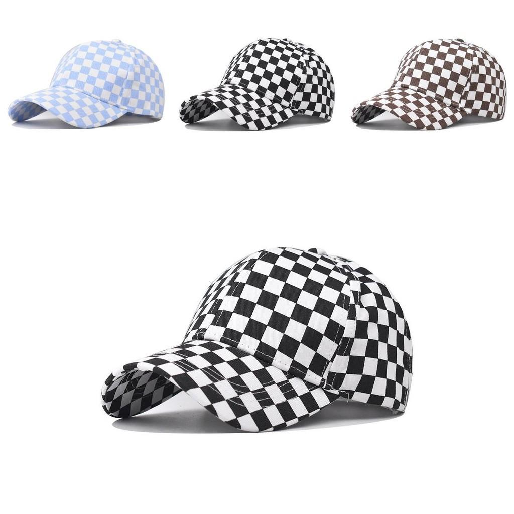 Tongue Cap Duck Printed Chessboard Plaid Design Baseball Cap Breathable Made