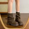 New Women's Short-top Shoes, Retro Round-toed Thick-soled Shoes, Trouser Boots