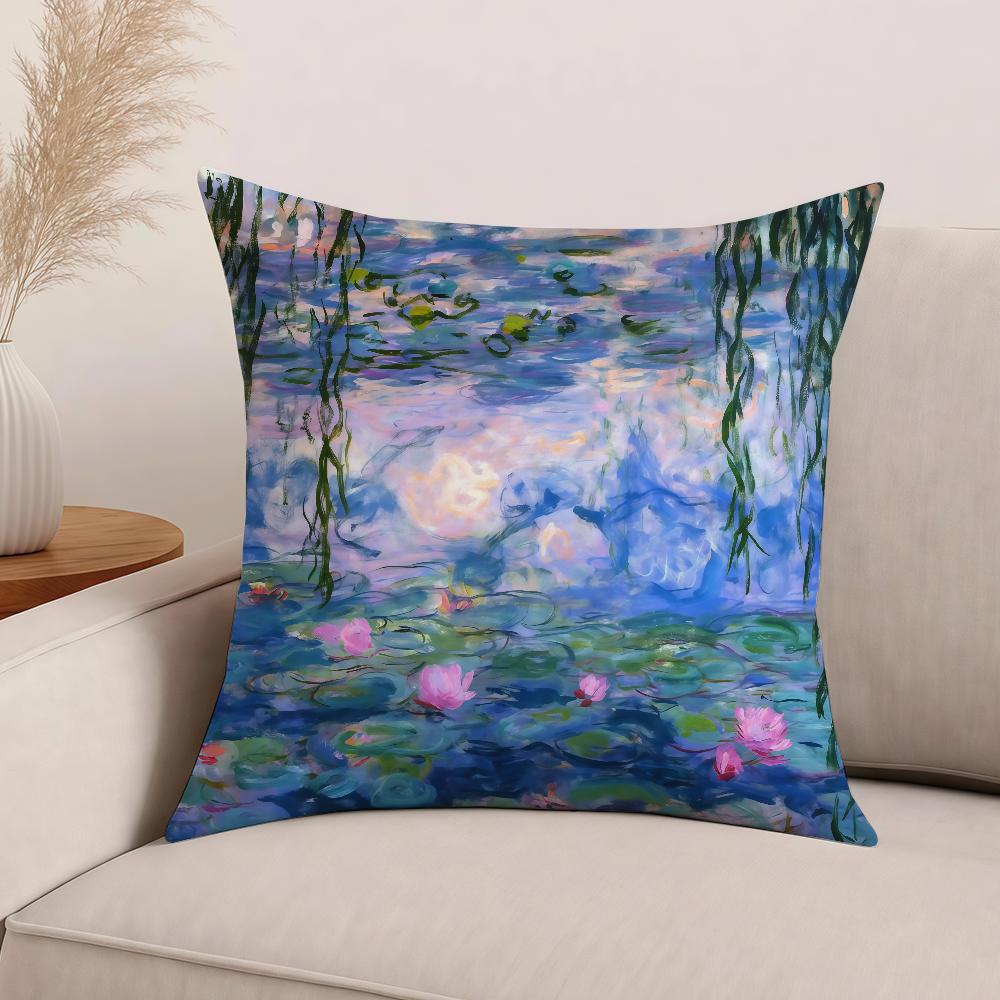 Art Claude Monet Pillow Case Office Cushions Suitable For Sofa Car Bedroom Decorative Cushion Cover