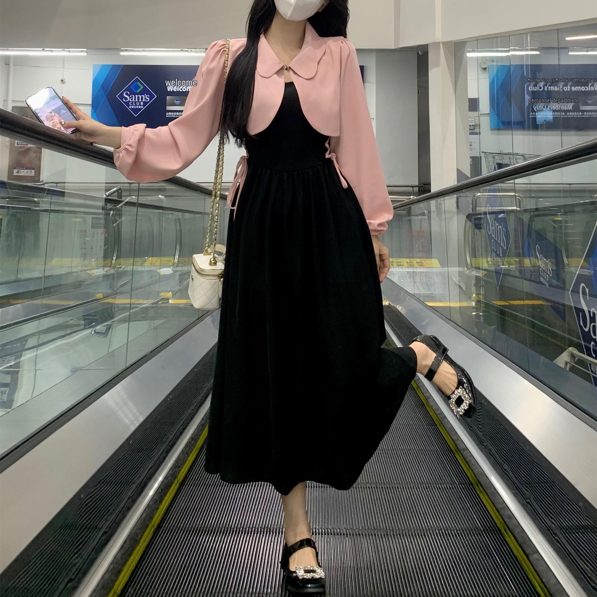 

Женское розовое платье-двойка: Милый французский стиль, облегающий топ-жакет и юбка макси с завязками M