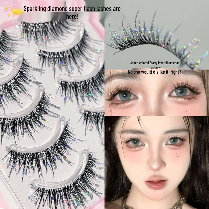 Honig Elfen Fee Strass Falsche Wimpern - Kühl & Klar, Einteilig für Cosplay & Sternenlicht Fotogene Looks
