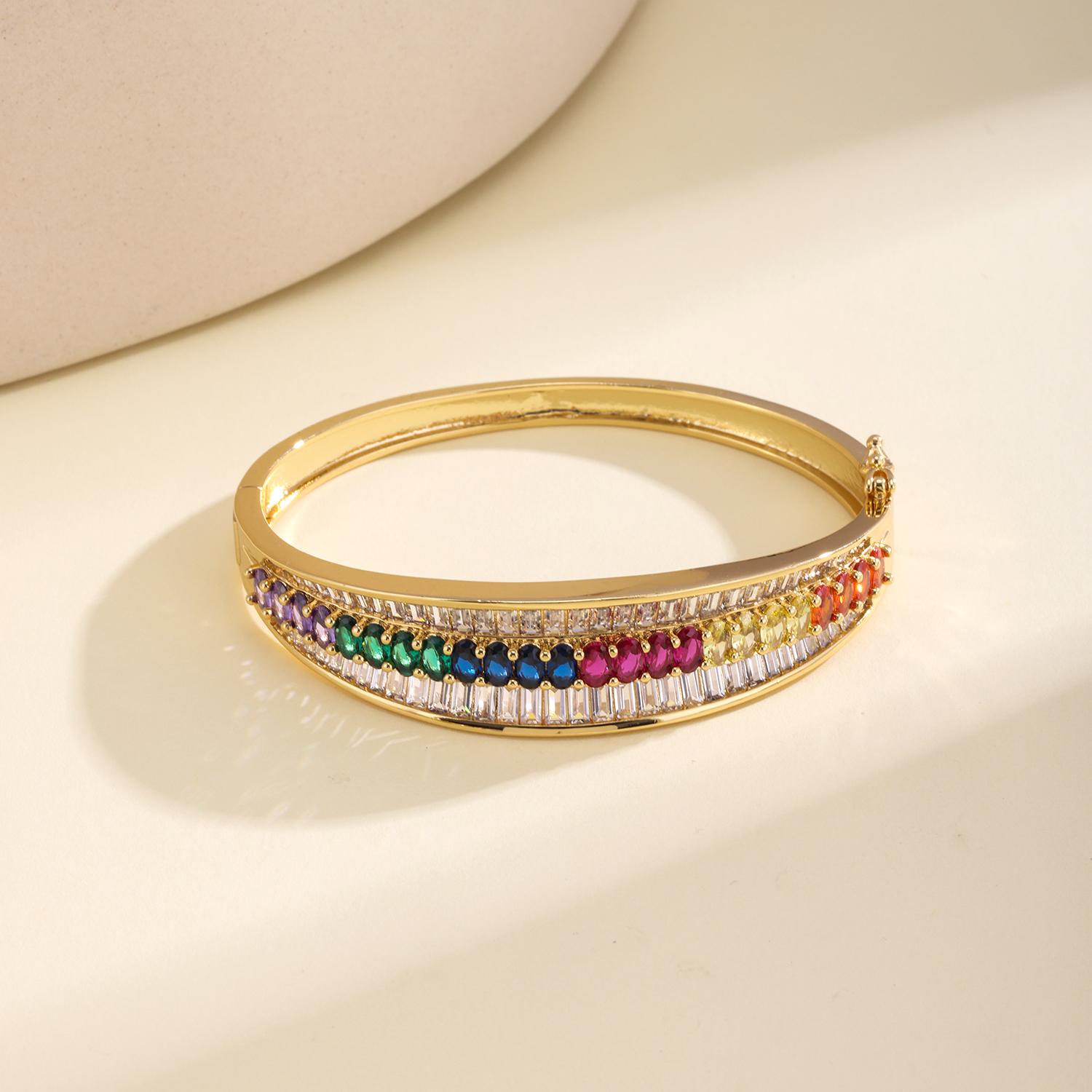 

Nidin Elegant Sparkling Baguette Zircon Bangle For Women Luxury Vintage Statement Wedding Engagement Bracelet Fashion Jewelry 58-60mm