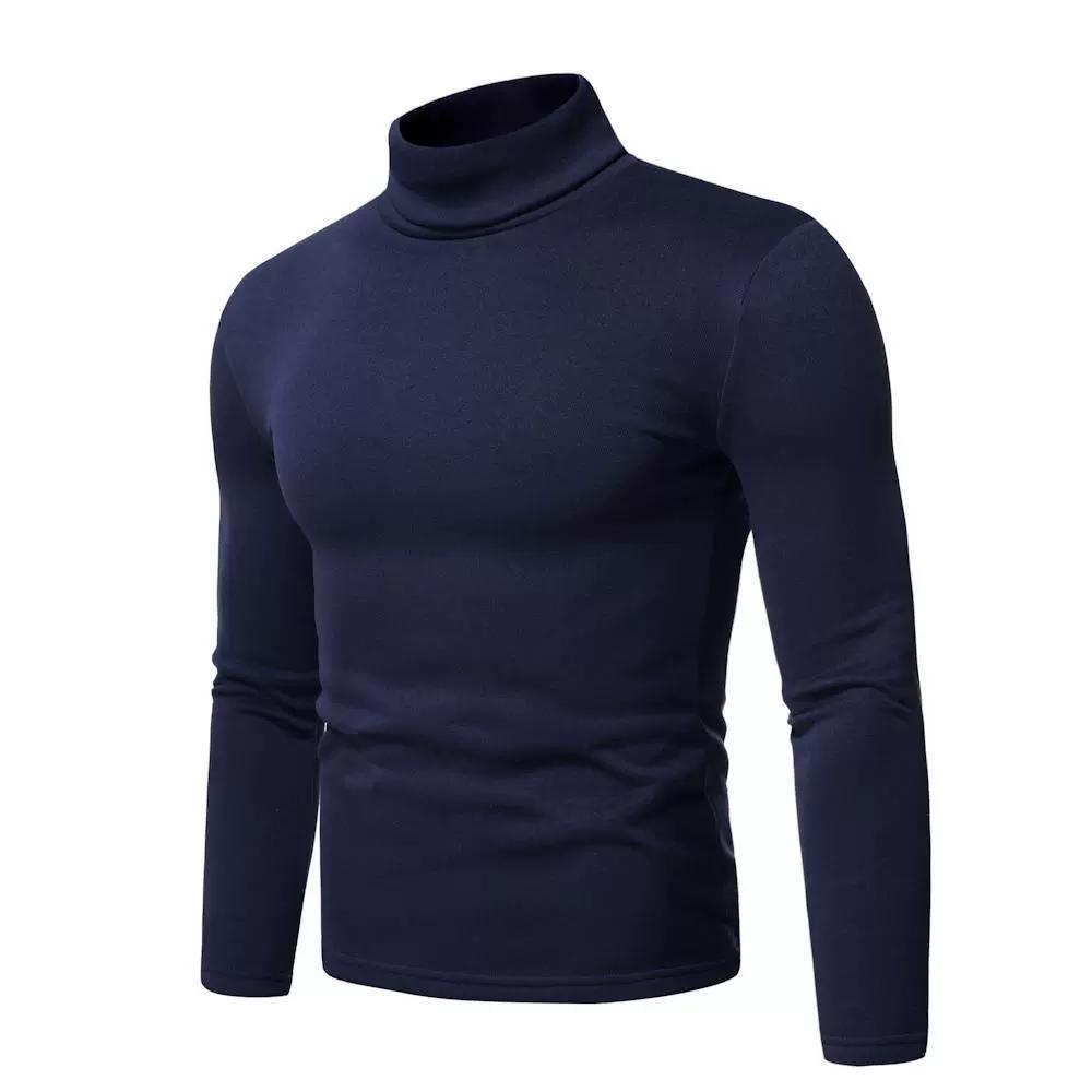 Fashion Men's Casual Slim Fit Basic Turtleneck Knitted Sweater High Collar Pullover Male Double Collar Autumn  Winter Tops