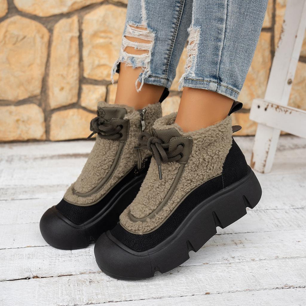 Fleece Thickened Snow Boots Retro Winter New Thick-soled Warm Side Zipper Cotton Shoes