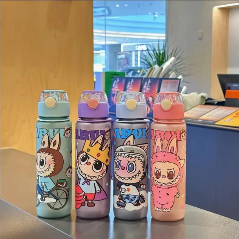 BPA-Free Visually Appealing Cartoon Water Bottle with Straw - Leak-Proof, Portable for Outdoor Sports, Fitness, Travel