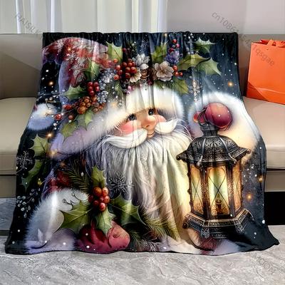Christmas Gnome Print Blanket Warm Soft Fluffy Kids and Adults Sofa Bed Throw Blanket for Home Travel Camping Holiday Gifts