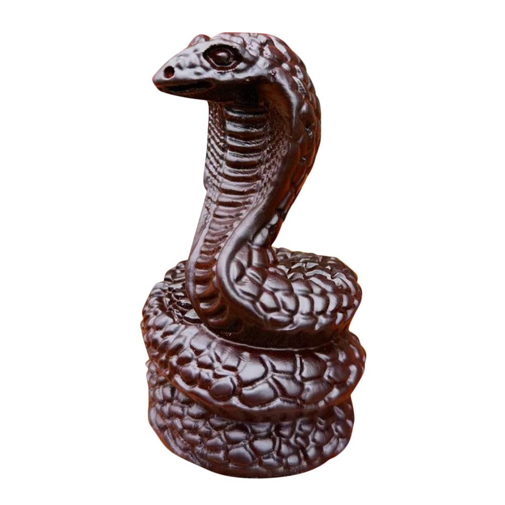 Wooden Snake Home Decor Handcrafted Animal Sculpture for Desk Living Room Bedroom Wood Carving Art Gift Chinese Year of The