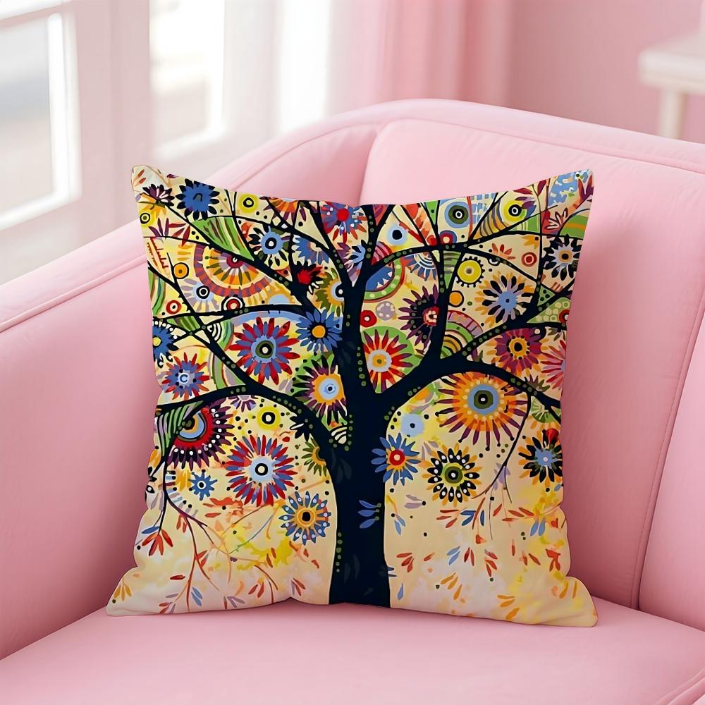 C-ColoredS T-TreeS Cushion Cover Comfortable Reversible Pillow Cover Ideal for Car Sofa Bedroom & Beyond