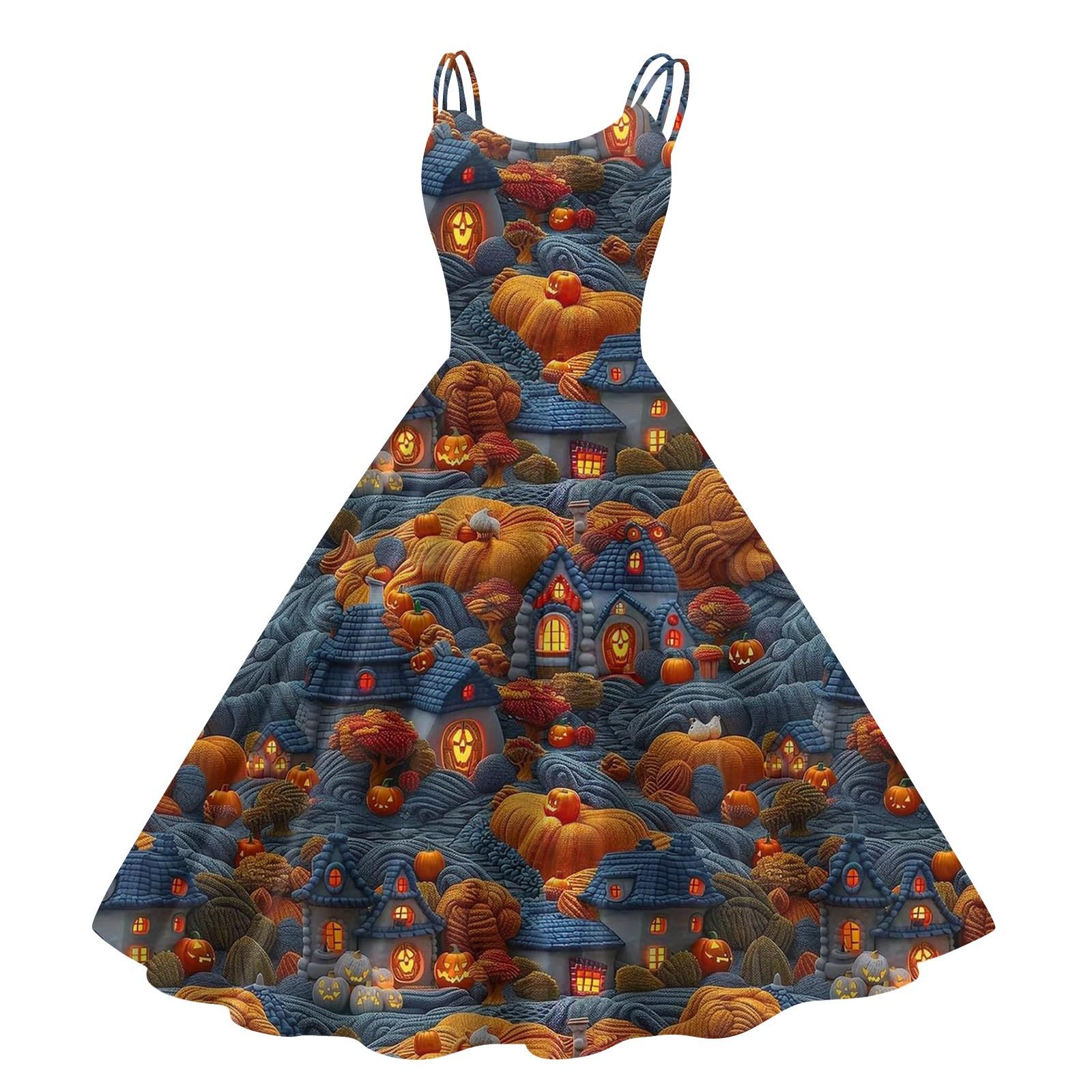 

Женское модное повседневное платье с принтом на Хэллоуин, сексуальное с открытыми плечами, в стиле панк, ретро L
