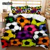 Fotball Dynetrekksett Fotball med Ild Abstrakt Konseptkunst Design Ball Sengetøysett Dobbel Queen King Polyester Dyne Trekk
